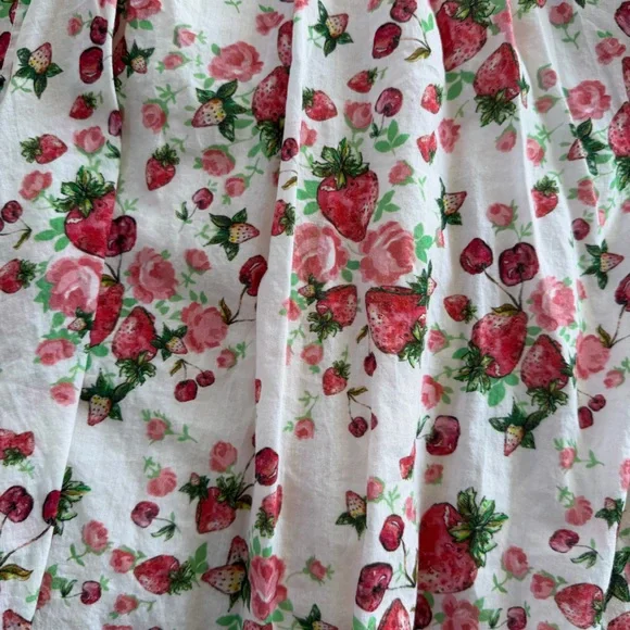 LoveShackFancy Girls Floral Strawberry Print Dress 10 - Picture 3 of 5